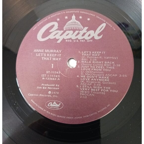 Anne Murray Let's Keep It That Way Vinyl Record VTG 1978 R-123663 Tested VG+ - Picture 7 of 11